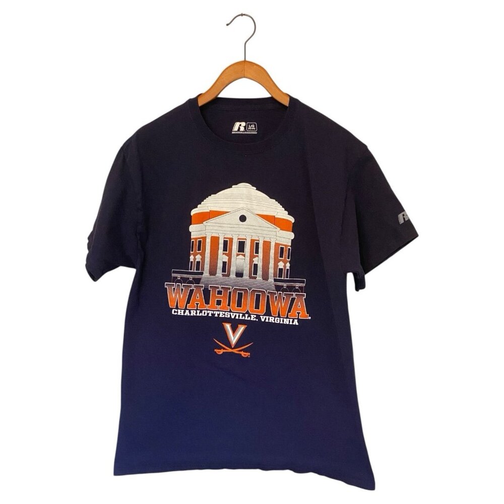 Wahoowa Charlottesville Virginia Cavaliers Blue S/S T-Shirt Men's Size L Russell